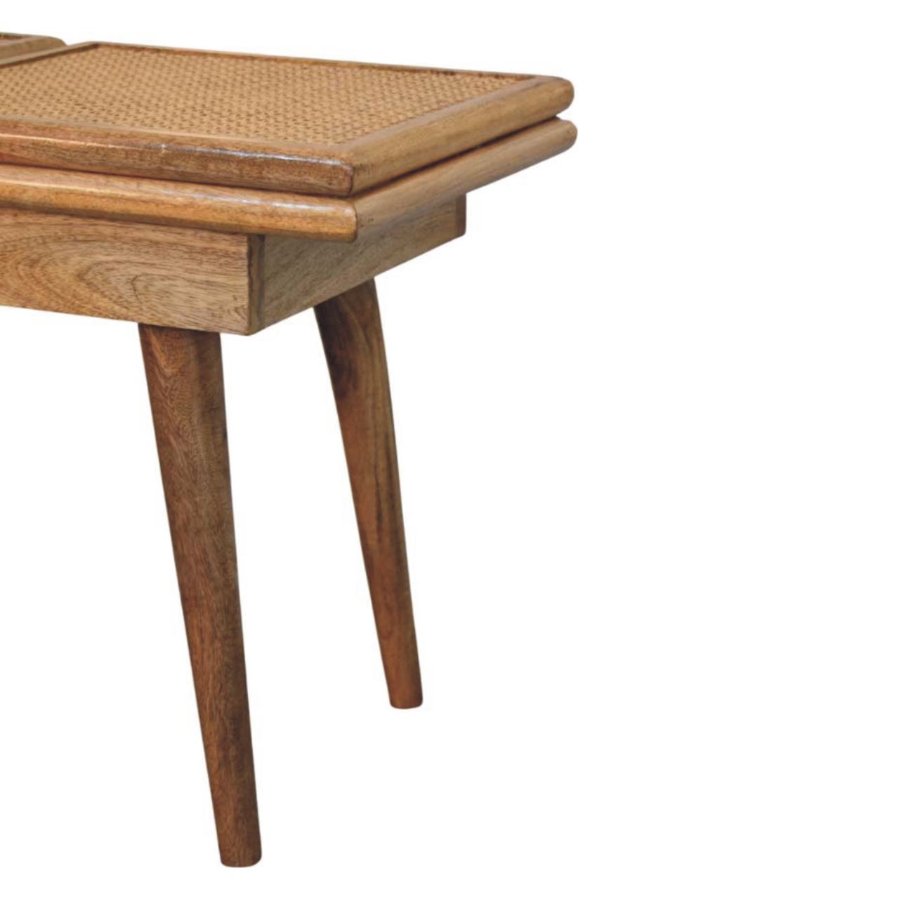 Larissa Triple Accent Oak-ish Cane Bench - Image 7