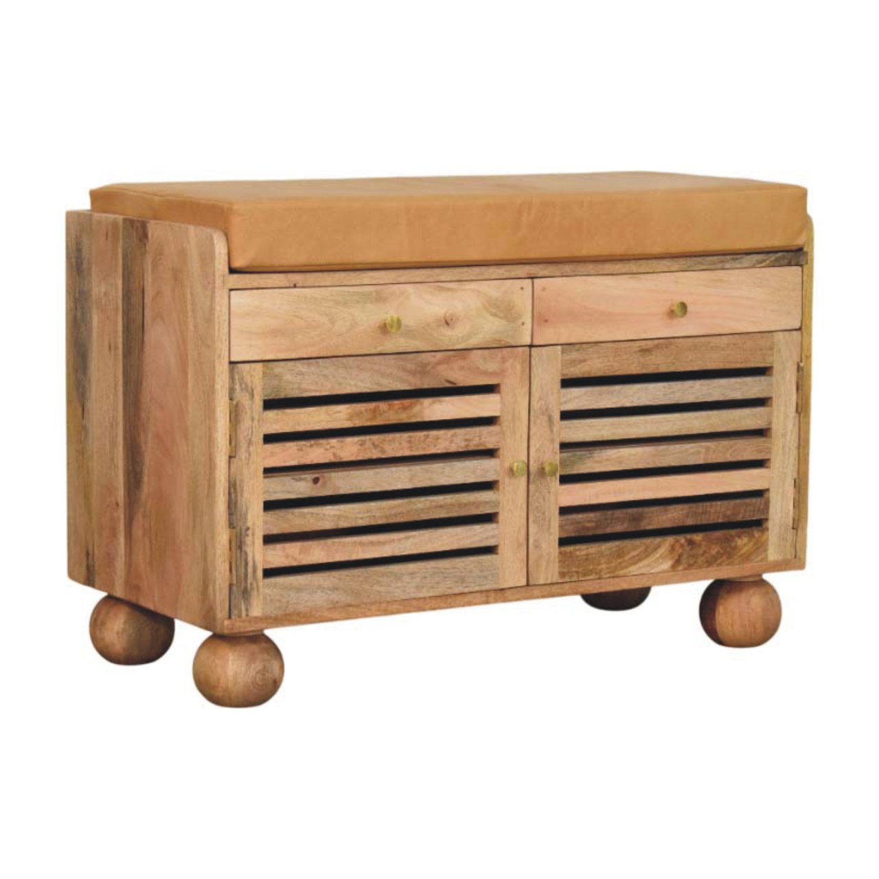 Shutter Oak-ish Shoe Rack with 2 drawers - Image 3