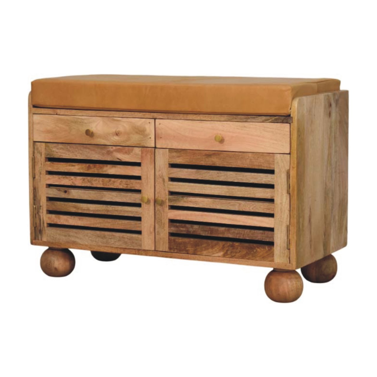 Shutter Oak-ish Shoe Rack with 2 drawers - Image 4