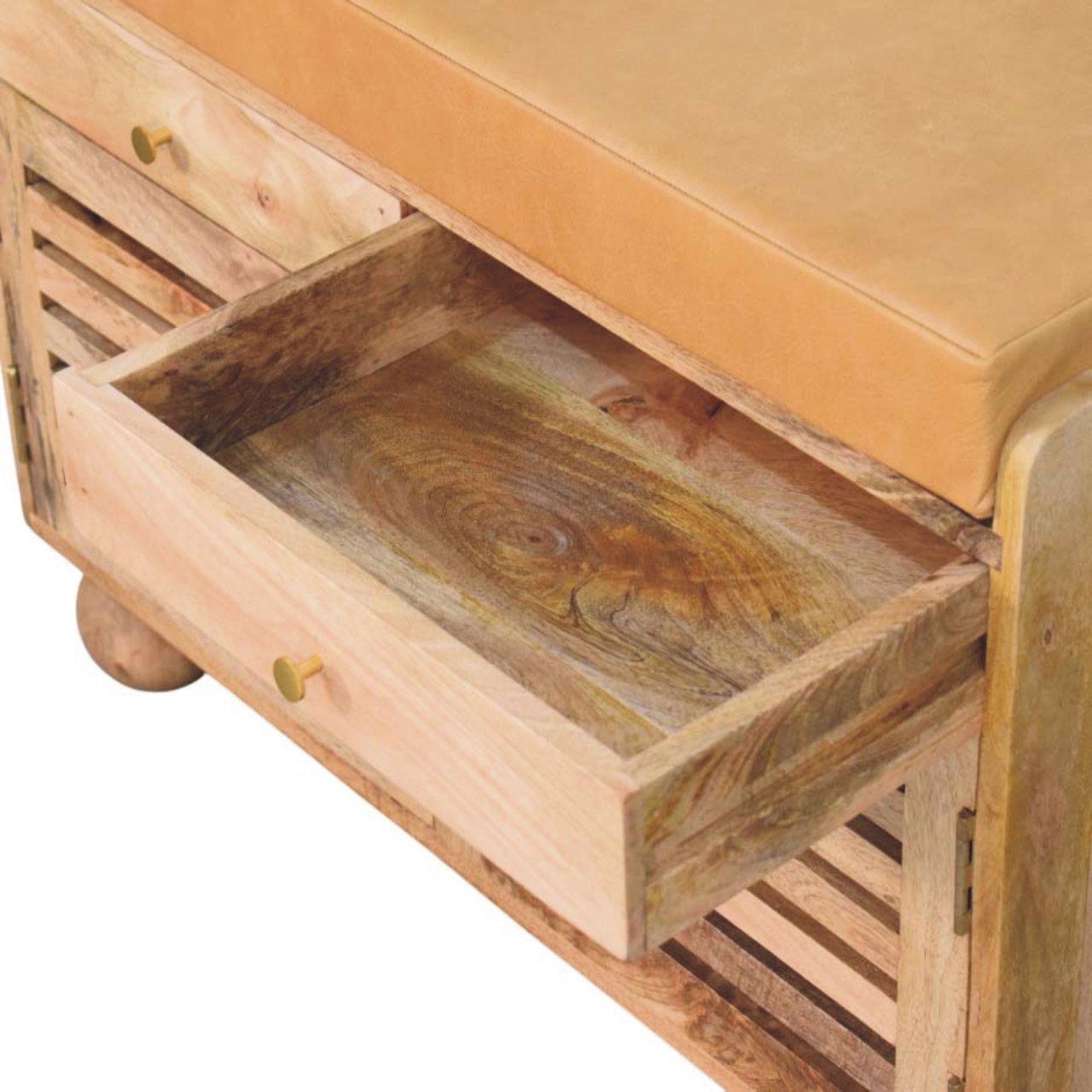 Shutter Oak-ish Shoe Rack with 2 drawers - Image 7