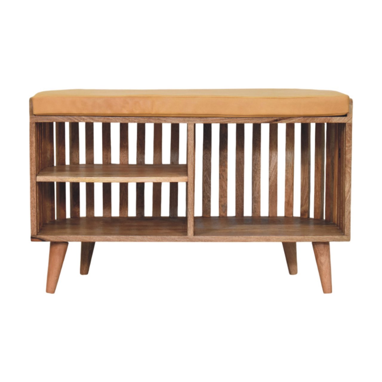 Slatted Oak-ish Bench with 3 slots - Image 2