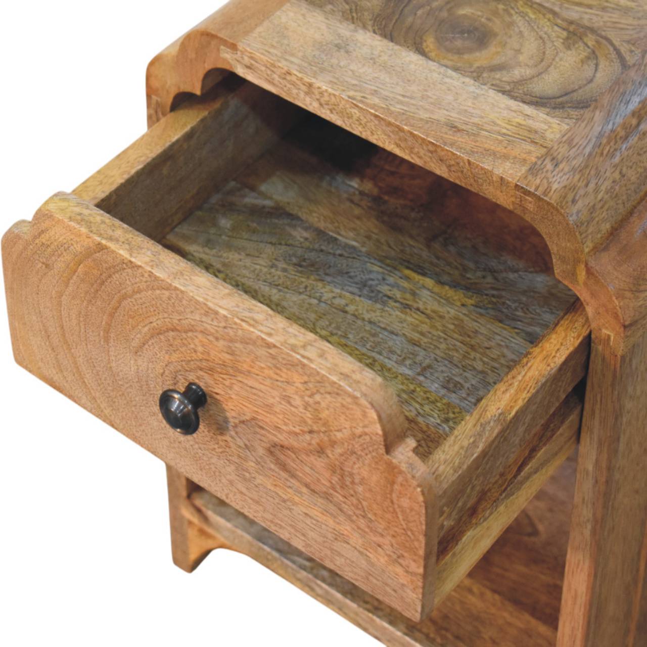 Newton Mini Oak-ish Nightstand with a drawer and open shelf - Image 6