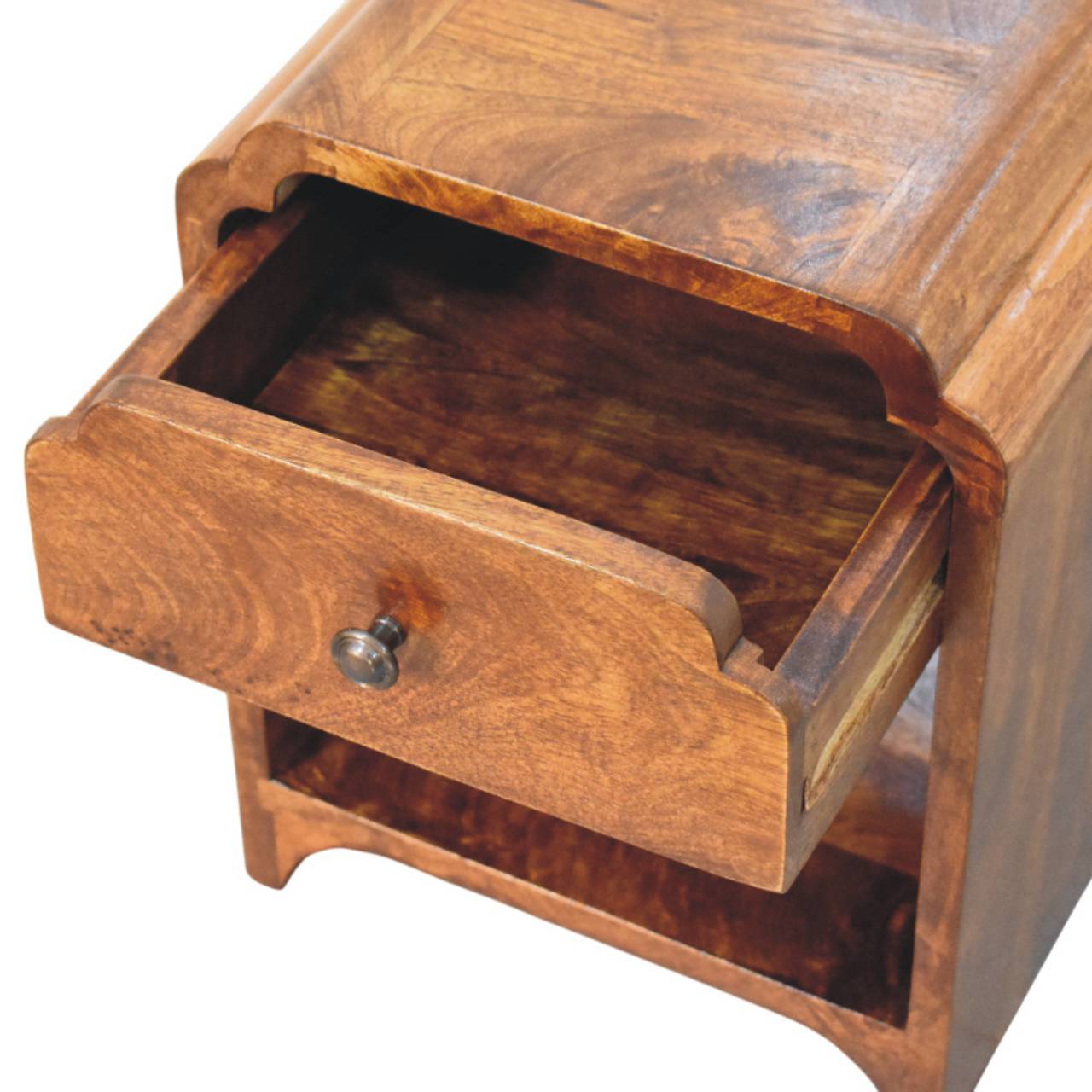 Newton Mini Chestnut Nightstand with a drawer and open shelf - Image 6