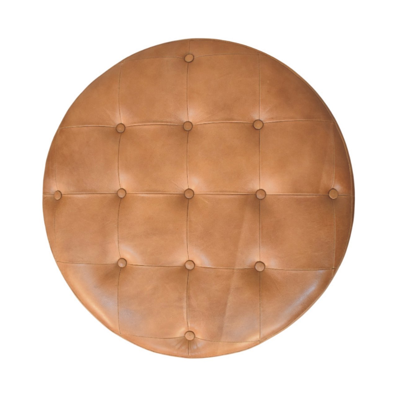 Brown Buffalo hide leather Round Ottoman - Image 8