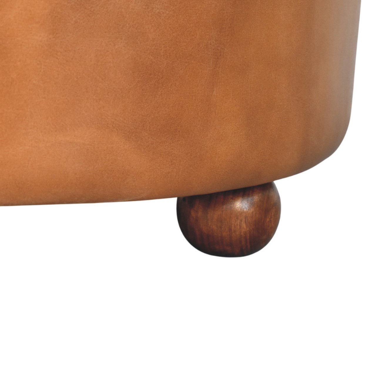 Brown Buffalo hide leather Round Ottoman - Image 9