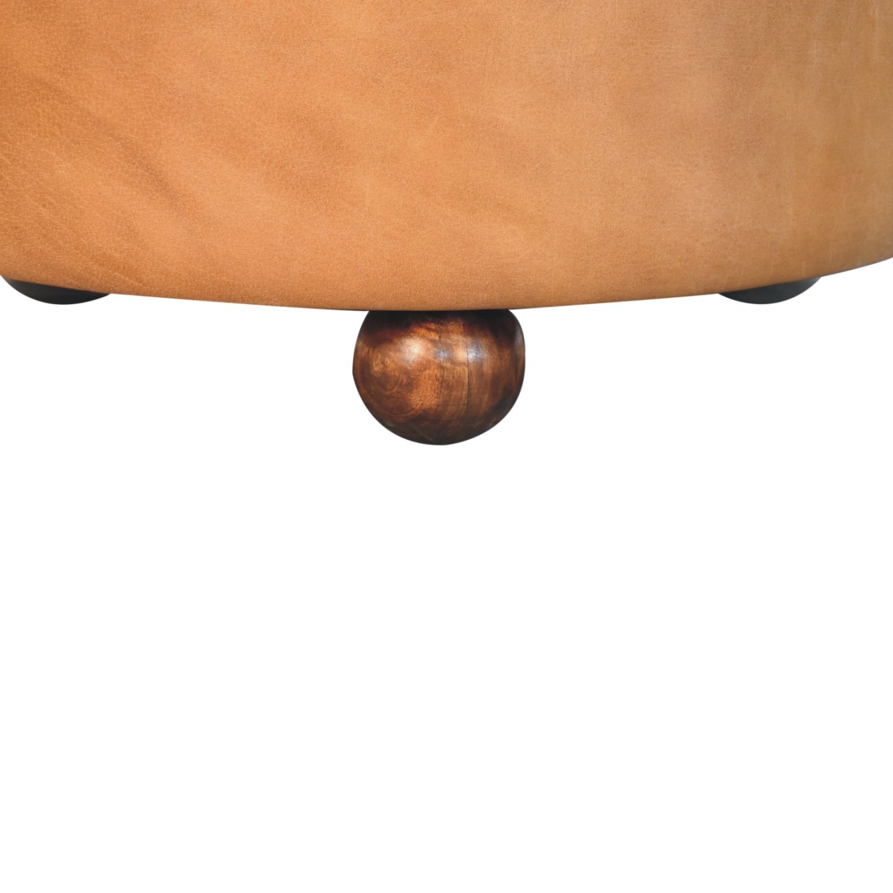 Brown Buffalo hide leather Round Ottoman - Image 10
