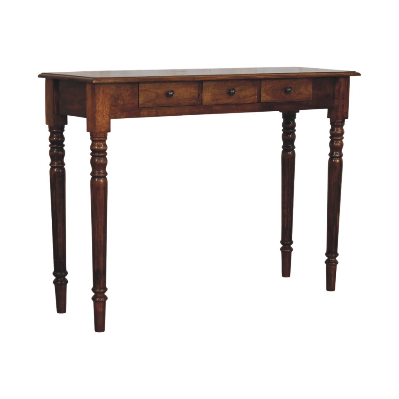Turned Legs 3 Drawer Chestnut Console - Image 3