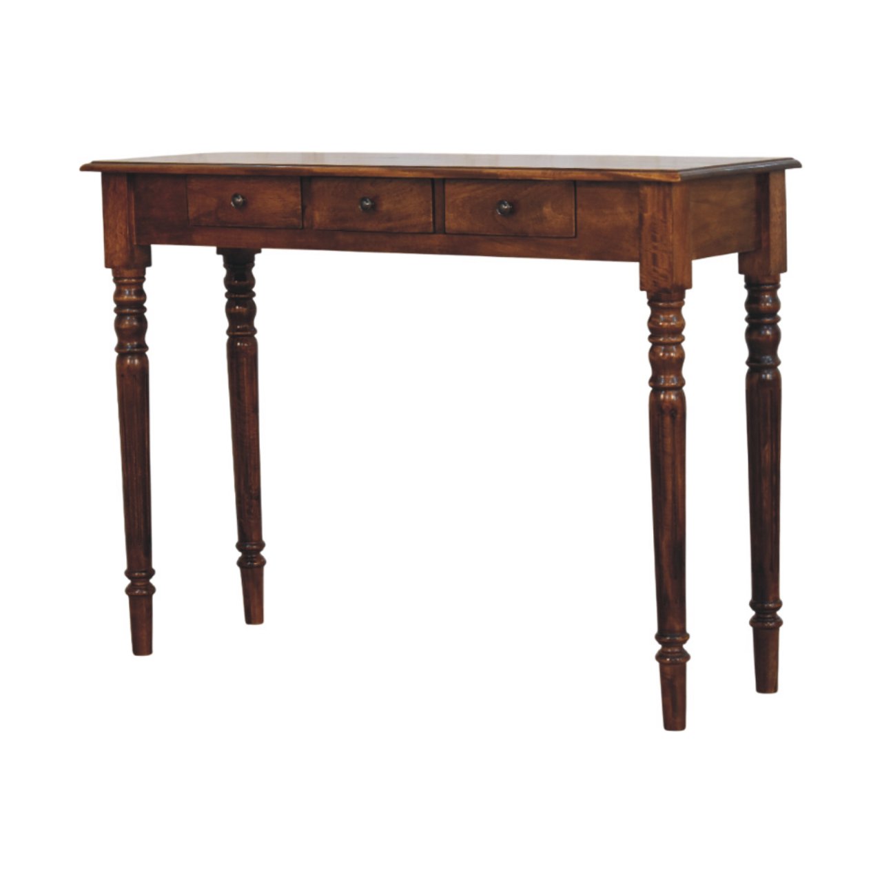 Turned Legs 3 Drawer Chestnut Console - Image 4