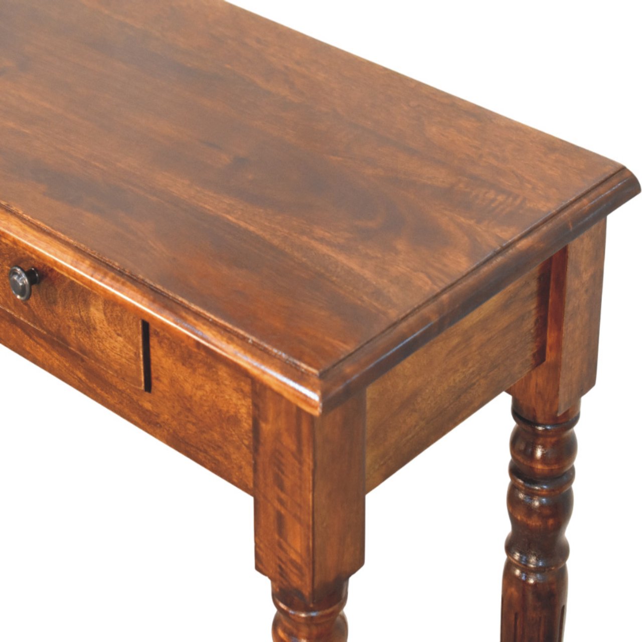 Turned Legs 3 Drawer Chestnut Console - Image 6