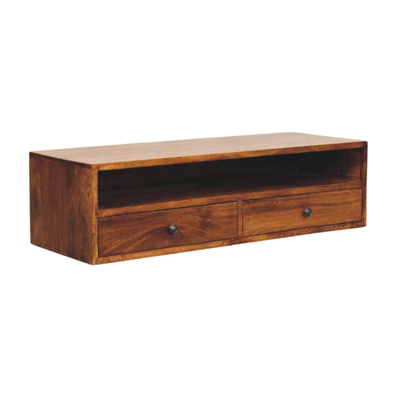 Lunar 2 Drawer Chestnut Wall Mounted Media Unit - Image 3