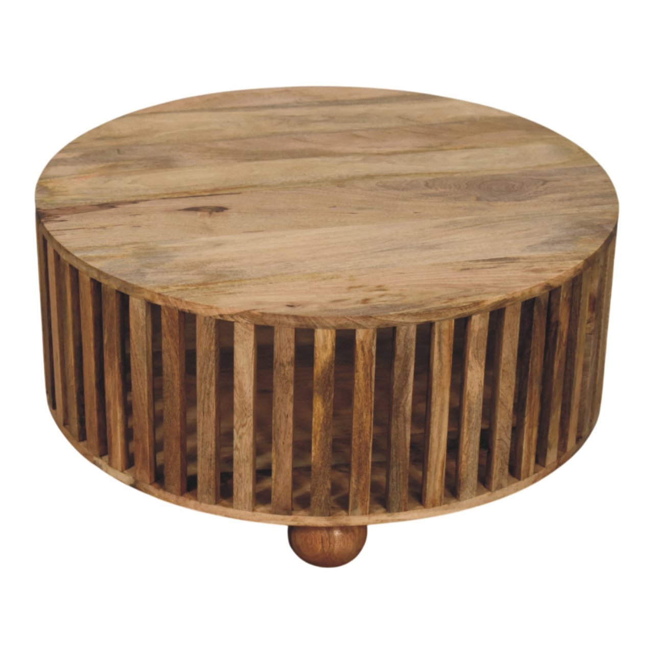 Slatted Round Oak-ish Coffee Table - Image 5