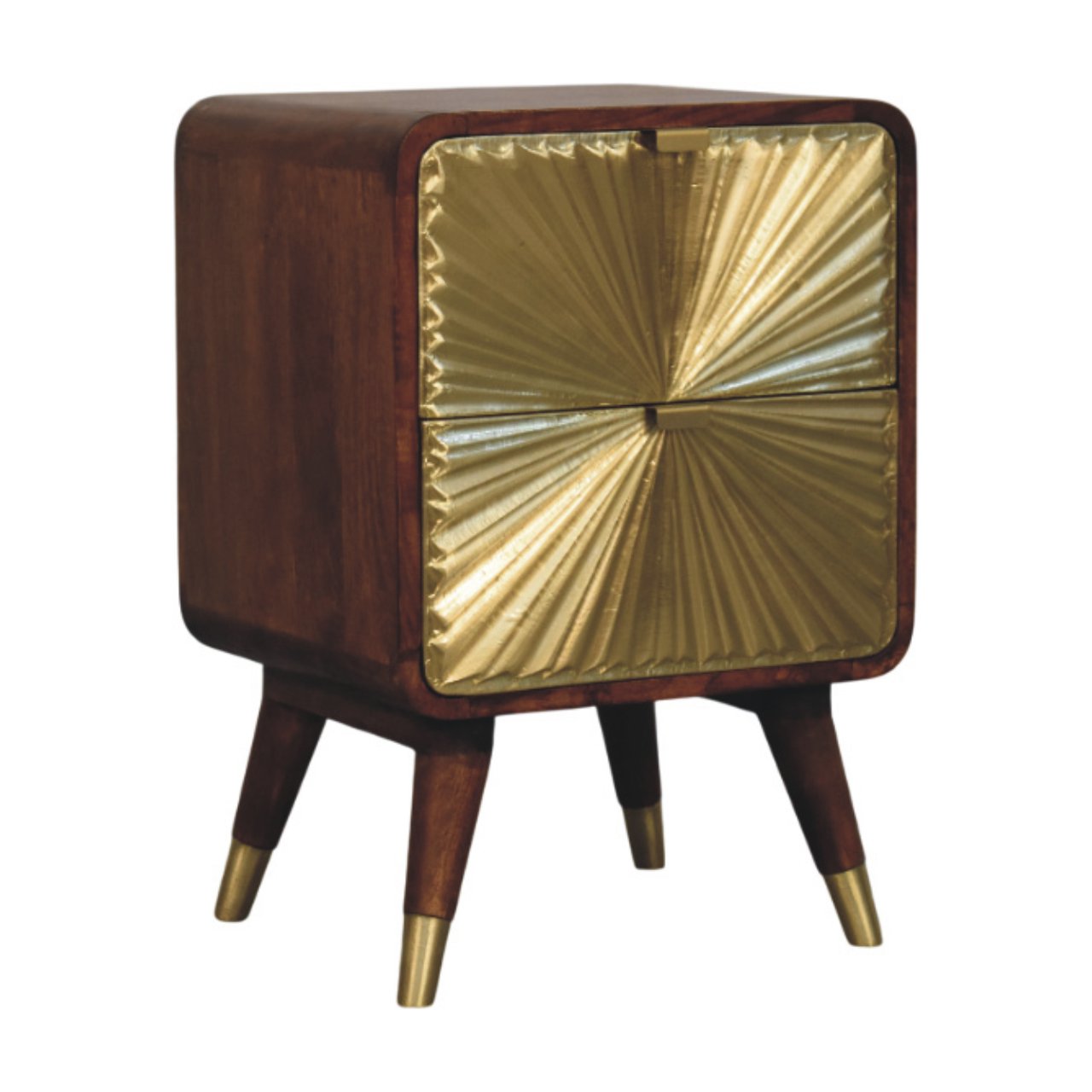 Avora Brass Embossed 2 Drawer Chestnut Nightstand - Image 2