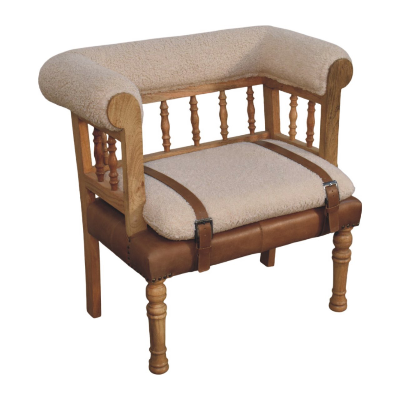 Strapped Hallway Boucle Bench - Image 6