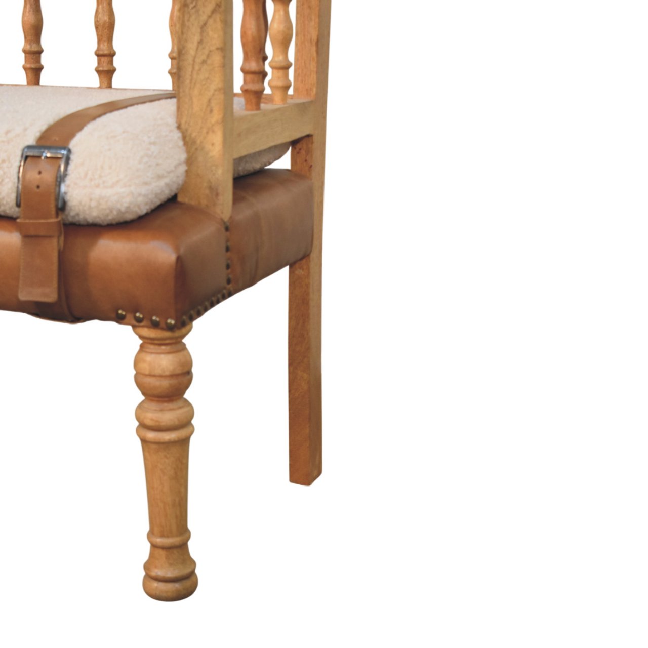 Strapped Hallway Boucle Bench - Image 7