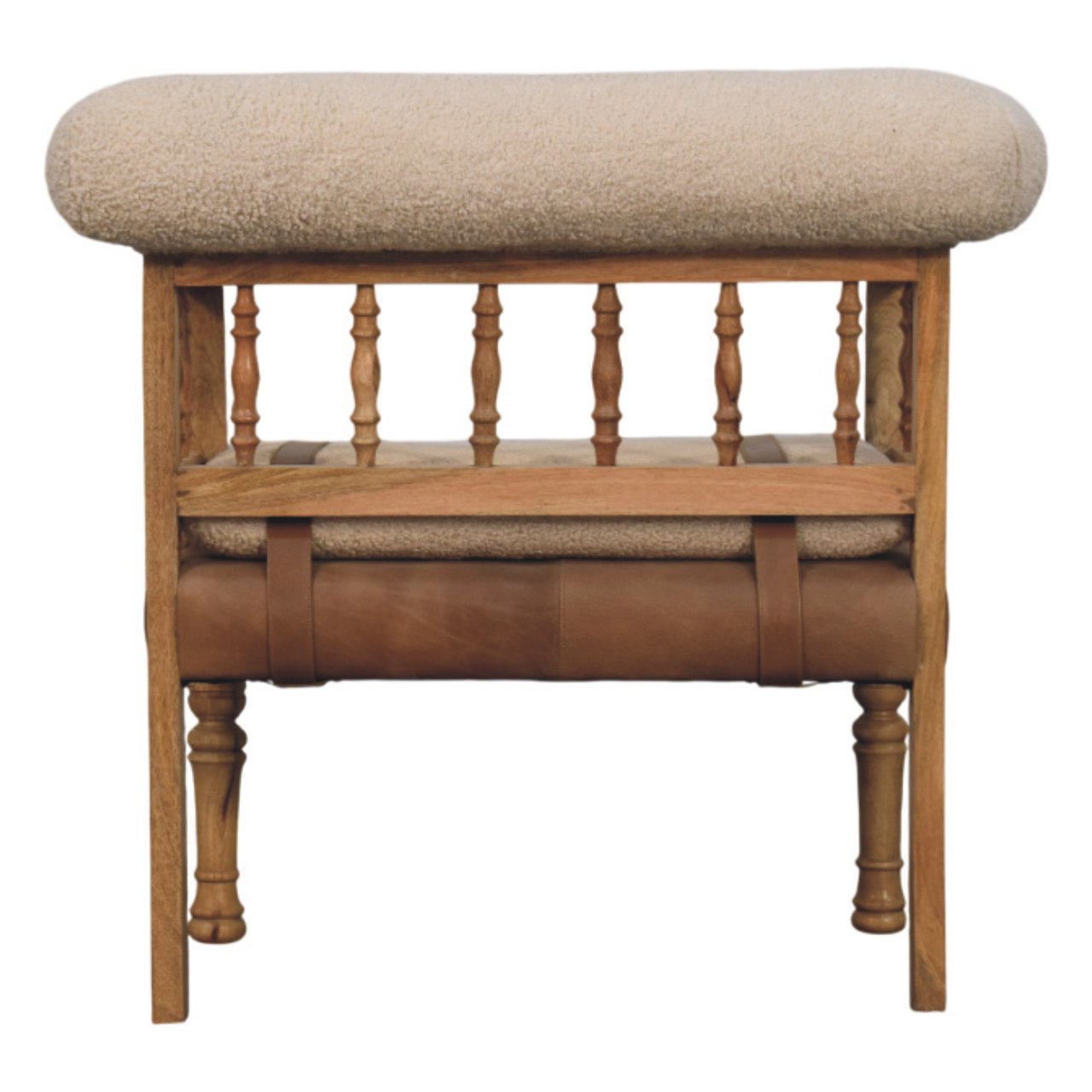 Strapped Hallway Boucle Bench - Image 9
